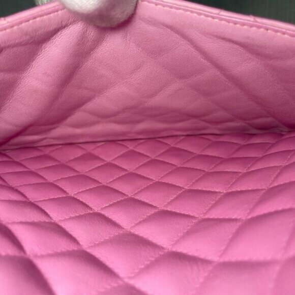 Authentic CHANEL Cambon Ligne Tote Large Pink Quilted Calfskin Leather Purse Bag - Picture 10 of 16